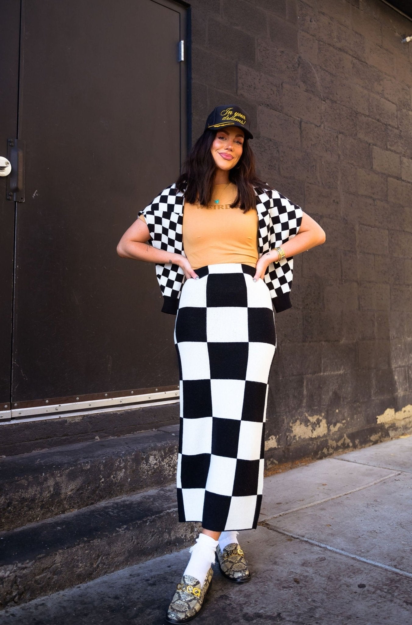 To The Stars Knit Skirt in Checkerboard