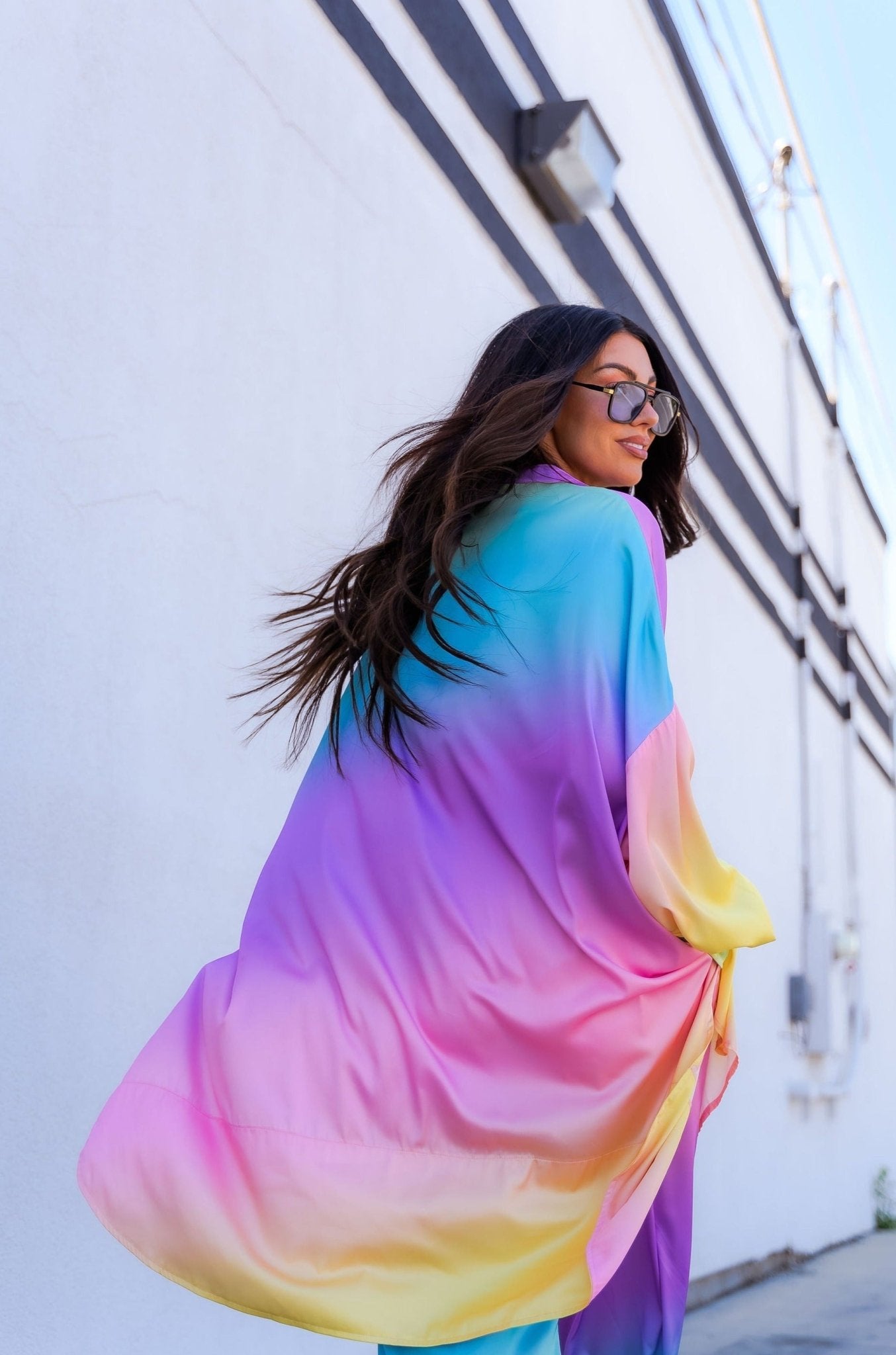 Lala Satin Playsuit in Rainbow Daydream Dressed in Lala