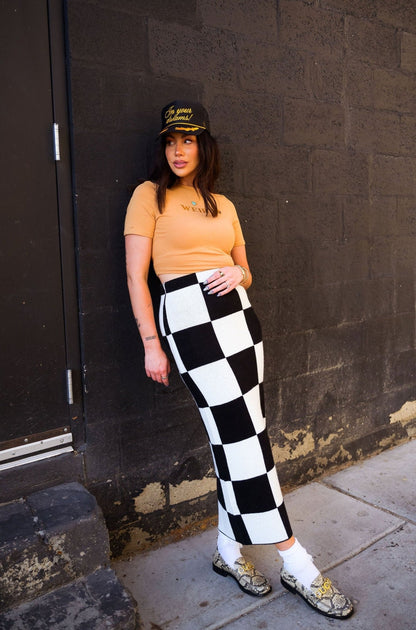 To The Stars Knit Skirt in Checkerboard