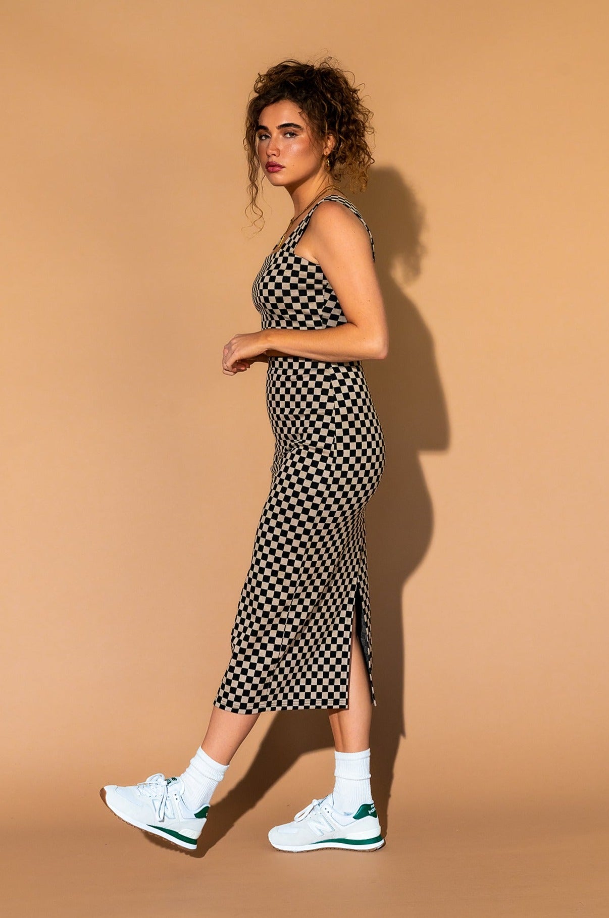 Looking Good Print Top + Skirt Set in Checkerboard