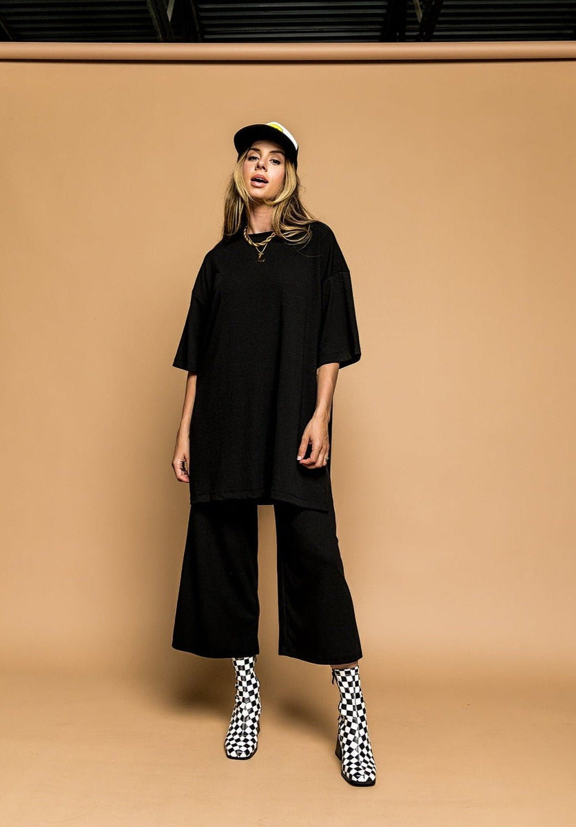 LALA ORIGINAL Lex Ribbed Playsuit in Black Dressed in Lala