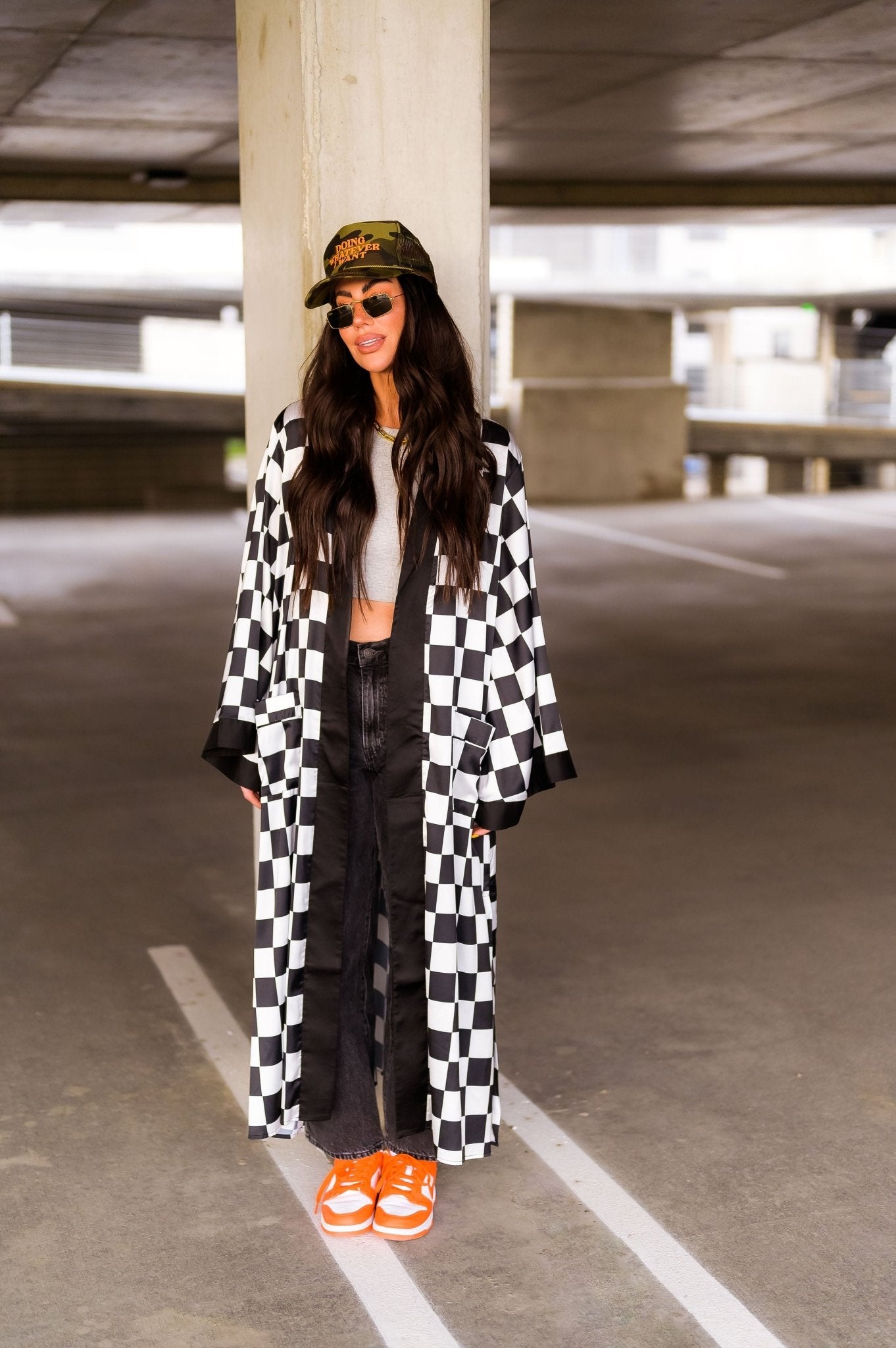 Good Karma Kimono in Checkerboard Dressed in Lala