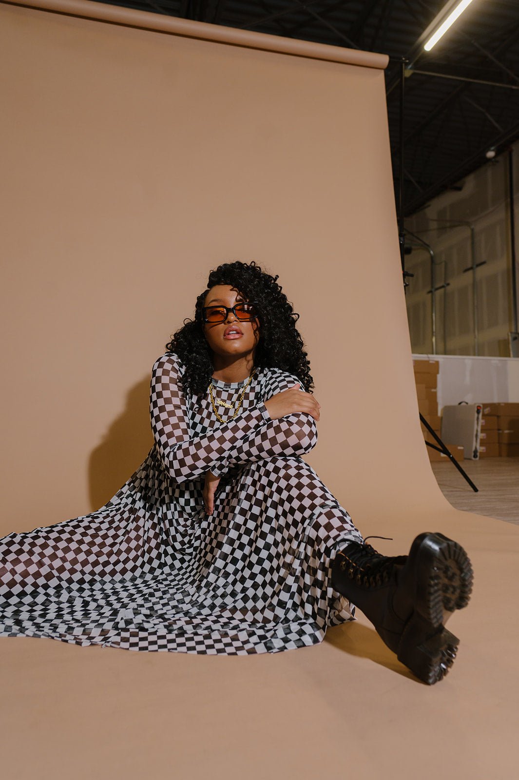 More You Mesh Maxi Dress in Black + White Checkerboard Dressed in Lala More You Mesh Maxi Dress in Black + White Checkerboard Dressed in Lala