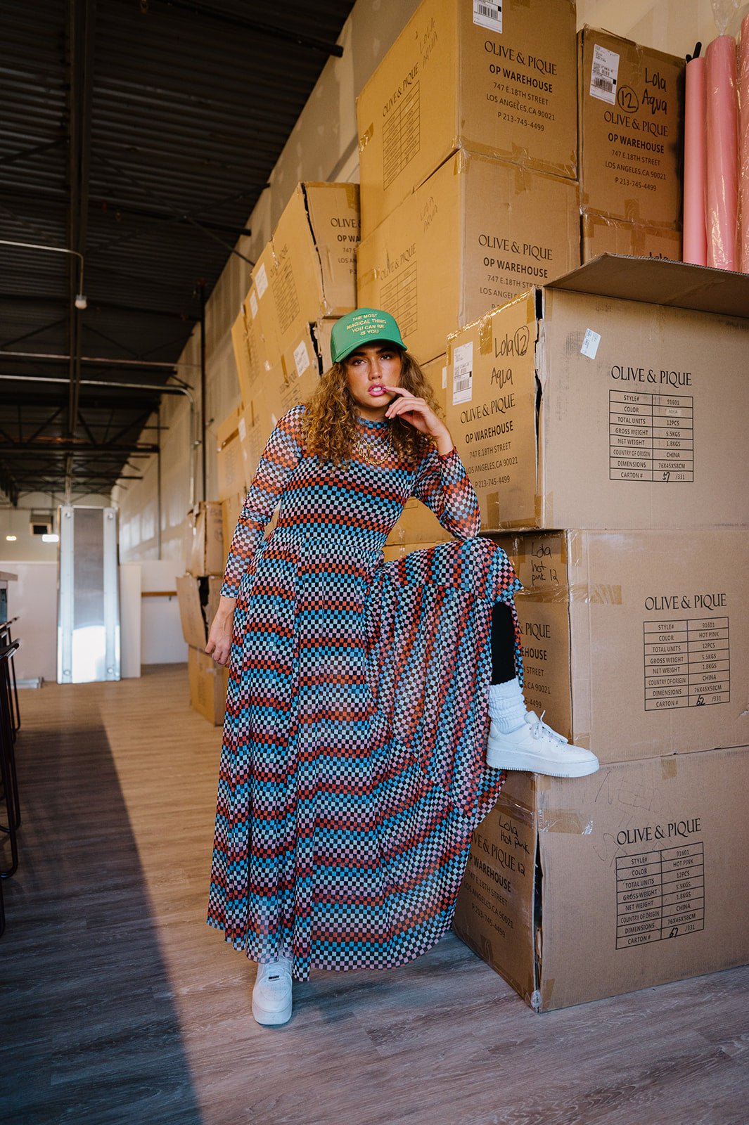 More You Mesh Maxi Dress in Disco Checkerboard Dressed in Lala