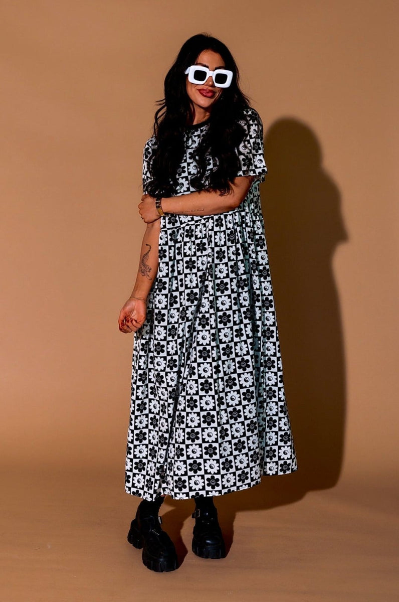 Never Too Much Oversized Dress in Black + White Dressed in Lala