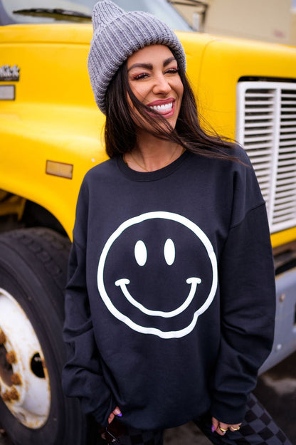 The World Needs Your Magic Puff Print Pullover in Black/White
