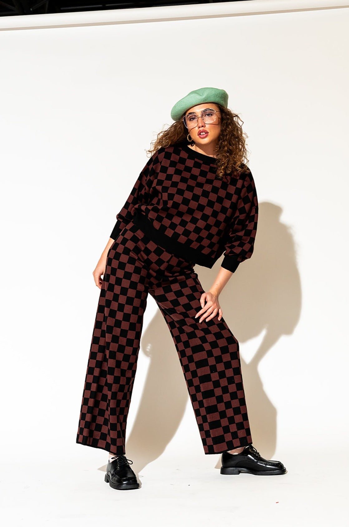 Checkerboard Knit Set in Black + Mocha – Dressed in Lala