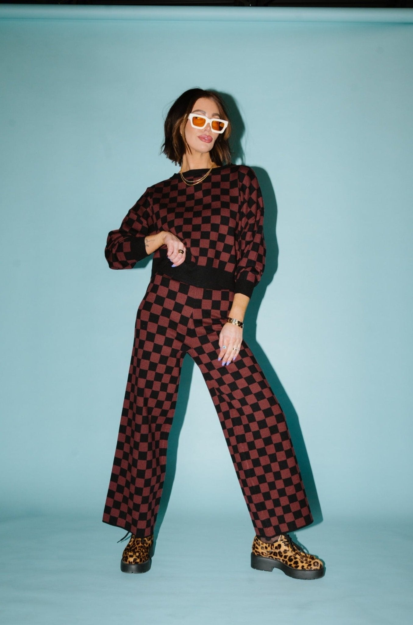 Checkerboard Knit Set in Black + Mocha – Dressed in Lala