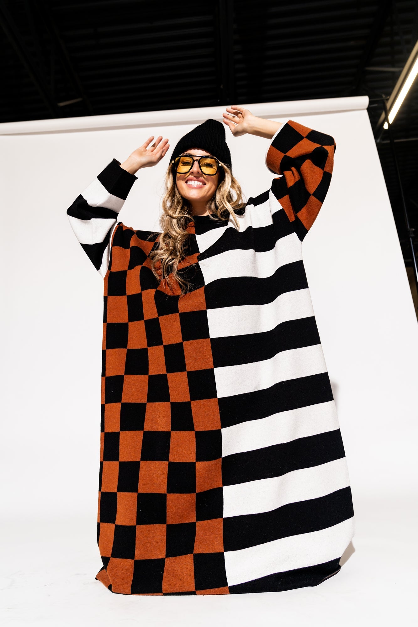LALA ORIGINAL: Gimme More Half + Half Oversized Knit Dress - Dressed in Lala