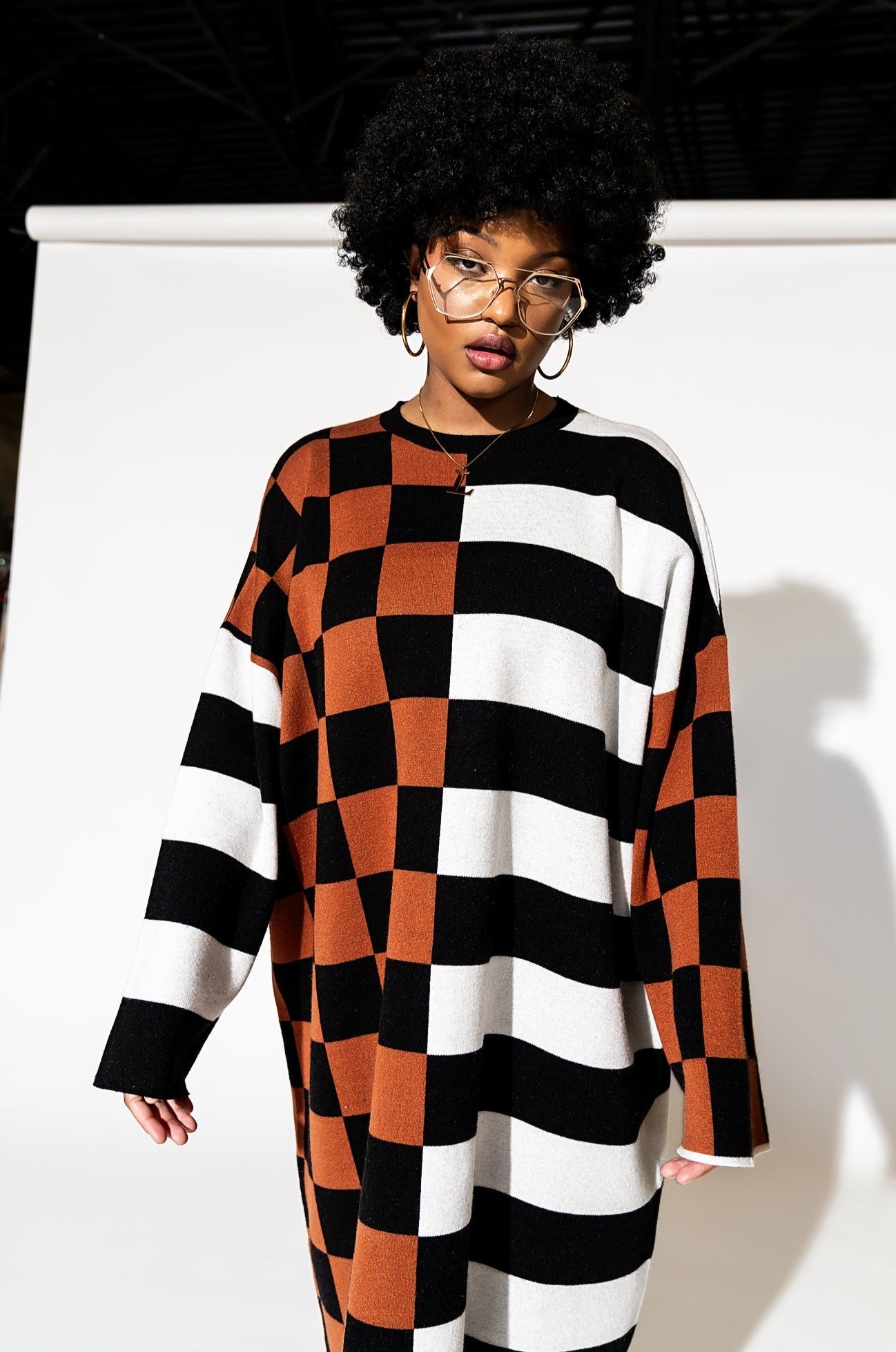 LALA ORIGINAL: Gimme More Half + Half Oversized Knit Dress - Dressed in Lala