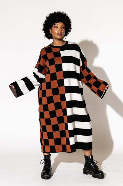 LALA ORIGINAL: Gimme More Half + Half Oversized Knit Dress - Dressed in Lala