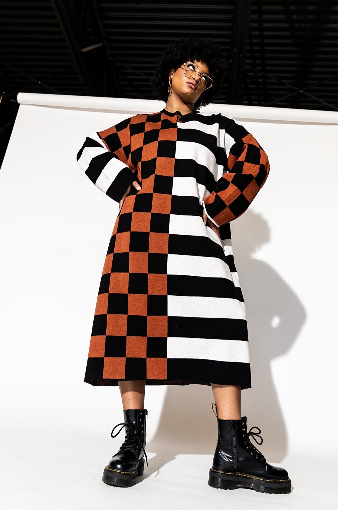 LALA ORIGINAL: Gimme More Half + Half Oversized Knit Dress - Dressed in Lala