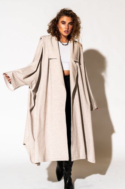 LALA ORIGINAL: Icon Status Drape Cape in Oatmeal - Dressed in Lala
