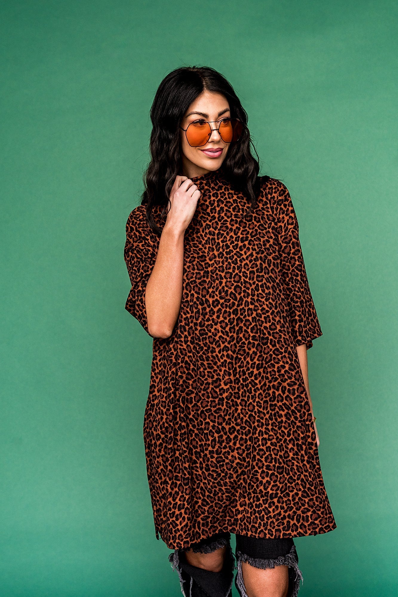 LALA ORIGINAL: Lala Icon Mock Neck Top in Leopard - Dressed in Lala