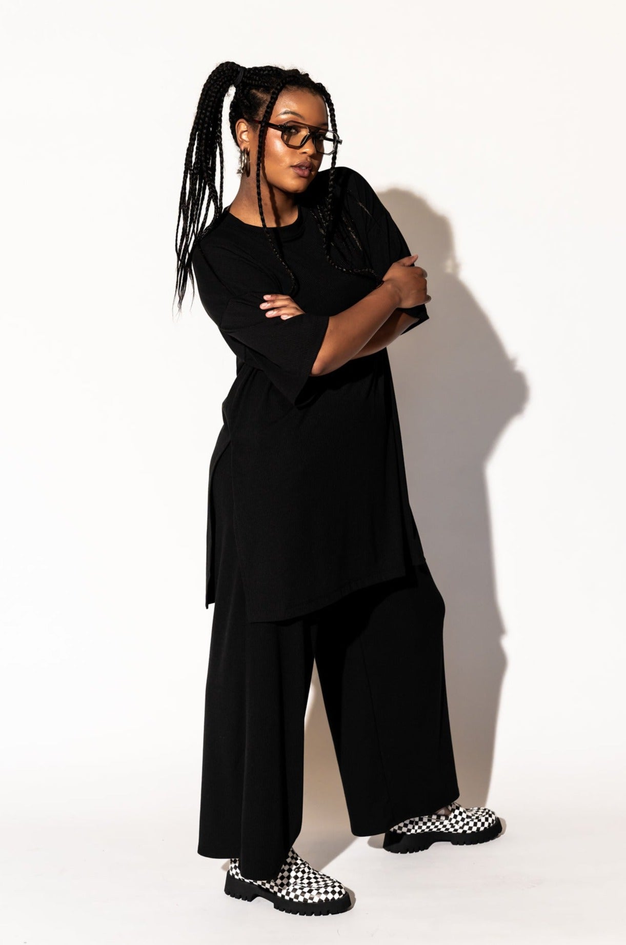 LALA ORIGINAL: Leveled Up Ribbed Playsuit in Black - Dressed in Lala