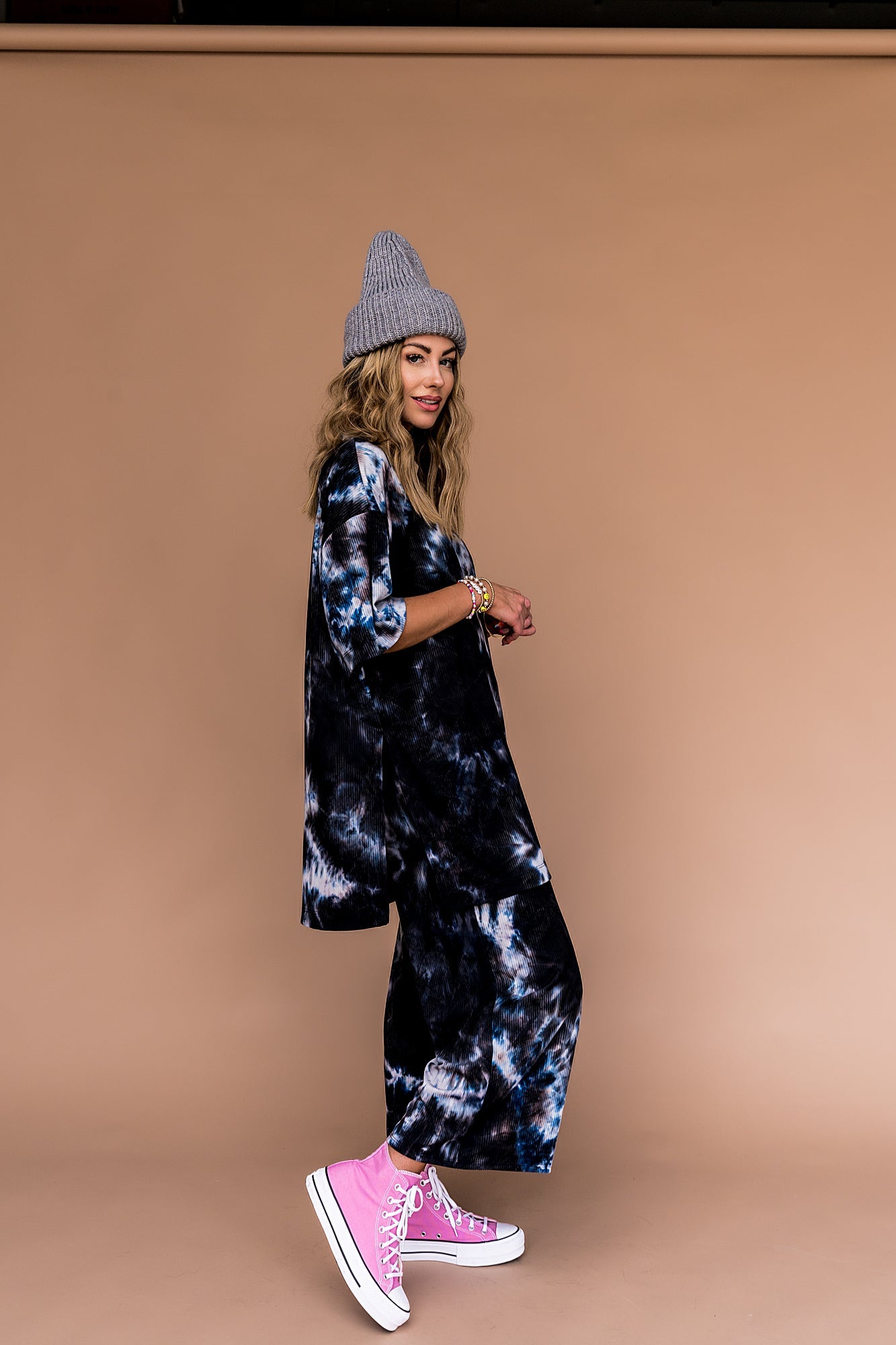 LALA ORIGINAL Lex Ribbed Playsuit in Cool Girl Tie Dye Dressed in Lala