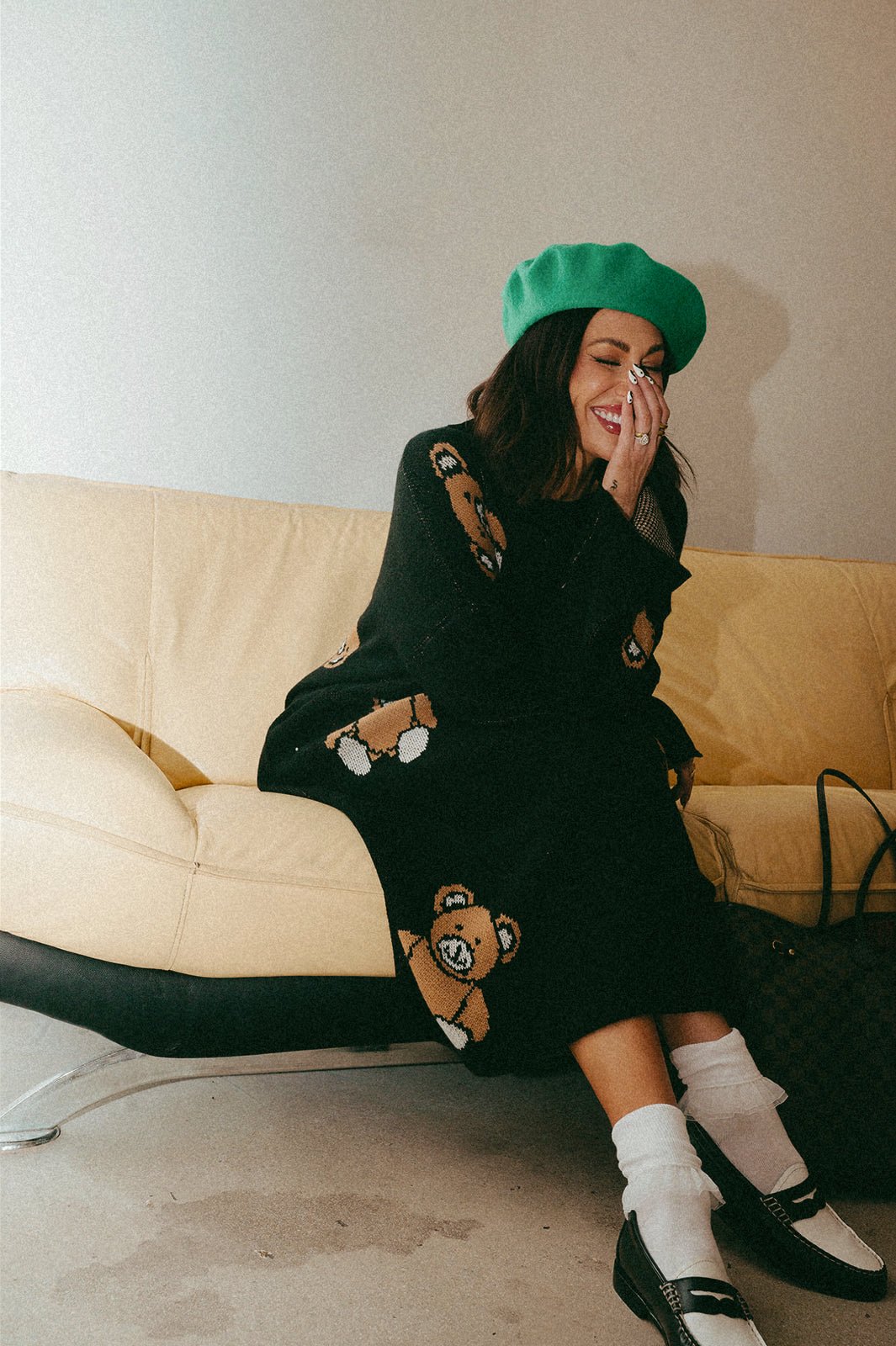 LALA ORIGINAL: Literally Limitless Oversized Knit Dress in Teddy Bears 4ever - Dressed in Lala