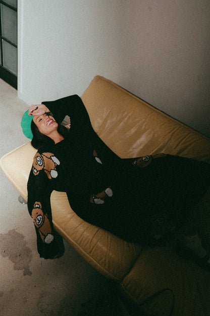 LALA ORIGINAL: Literally Limitless Oversized Knit Dress in Teddy Bears 4ever - Dressed in Lala