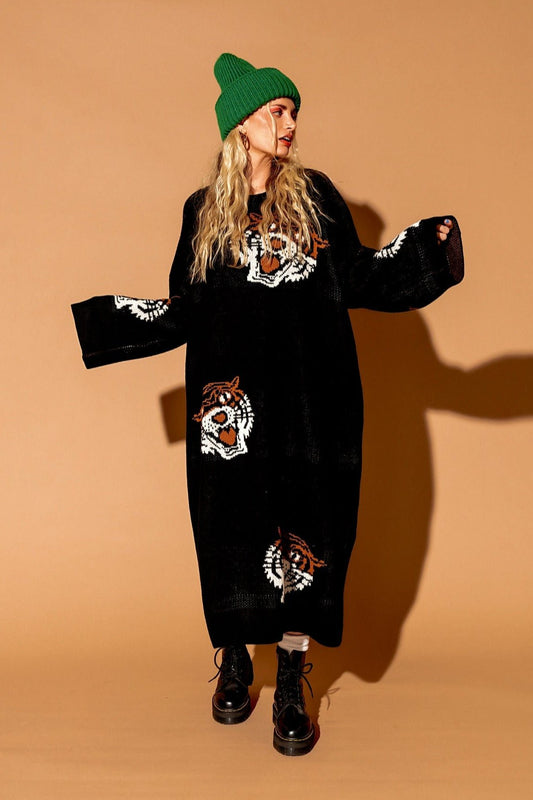 LALA ORIGINAL: Literally Limitless Oversized Knit Dress in Tigress *RESTOCKING SOON* - Dressed in Lala
