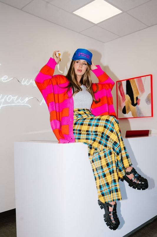 LALA ORIGINAL: Love You Oversized Cardigan in Sorbet Stripes - Dressed in Lala