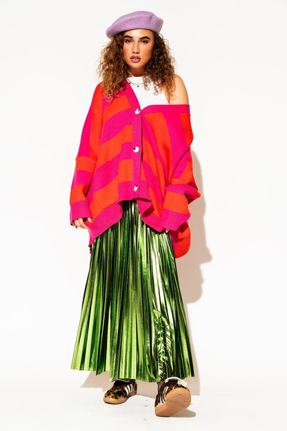 LALA ORIGINAL: Love You Oversized Cardigan in Sorbet Stripes - Dressed in Lala