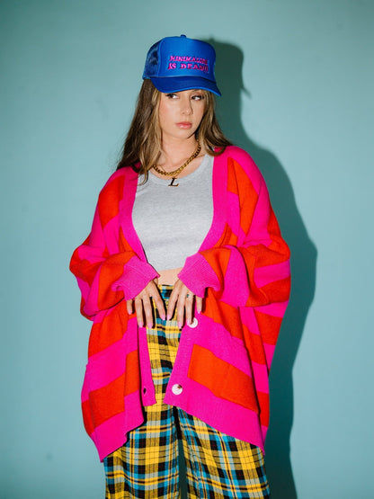 LALA ORIGINAL: Love You Oversized Cardigan in Sorbet Stripes - Dressed in Lala