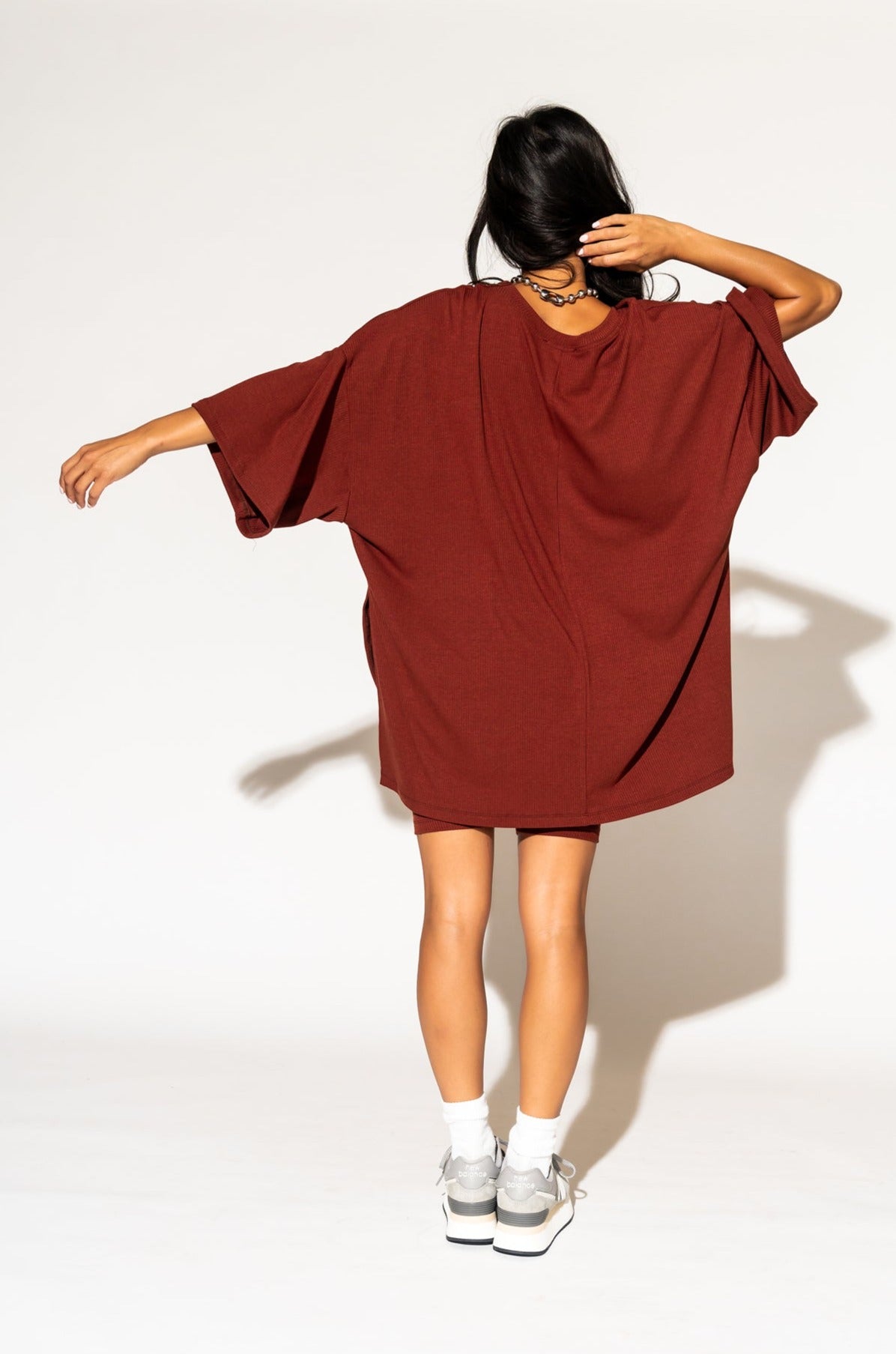 LALA ORIGINAL: Malone Ribbed Biker Set in Cinnamon - Dressed in Lala