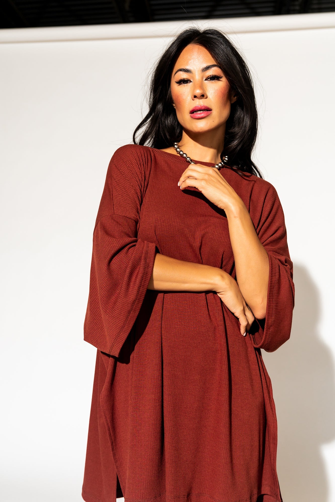 LALA ORIGINAL: Malone Ribbed Biker Set in Cinnamon - Dressed in Lala