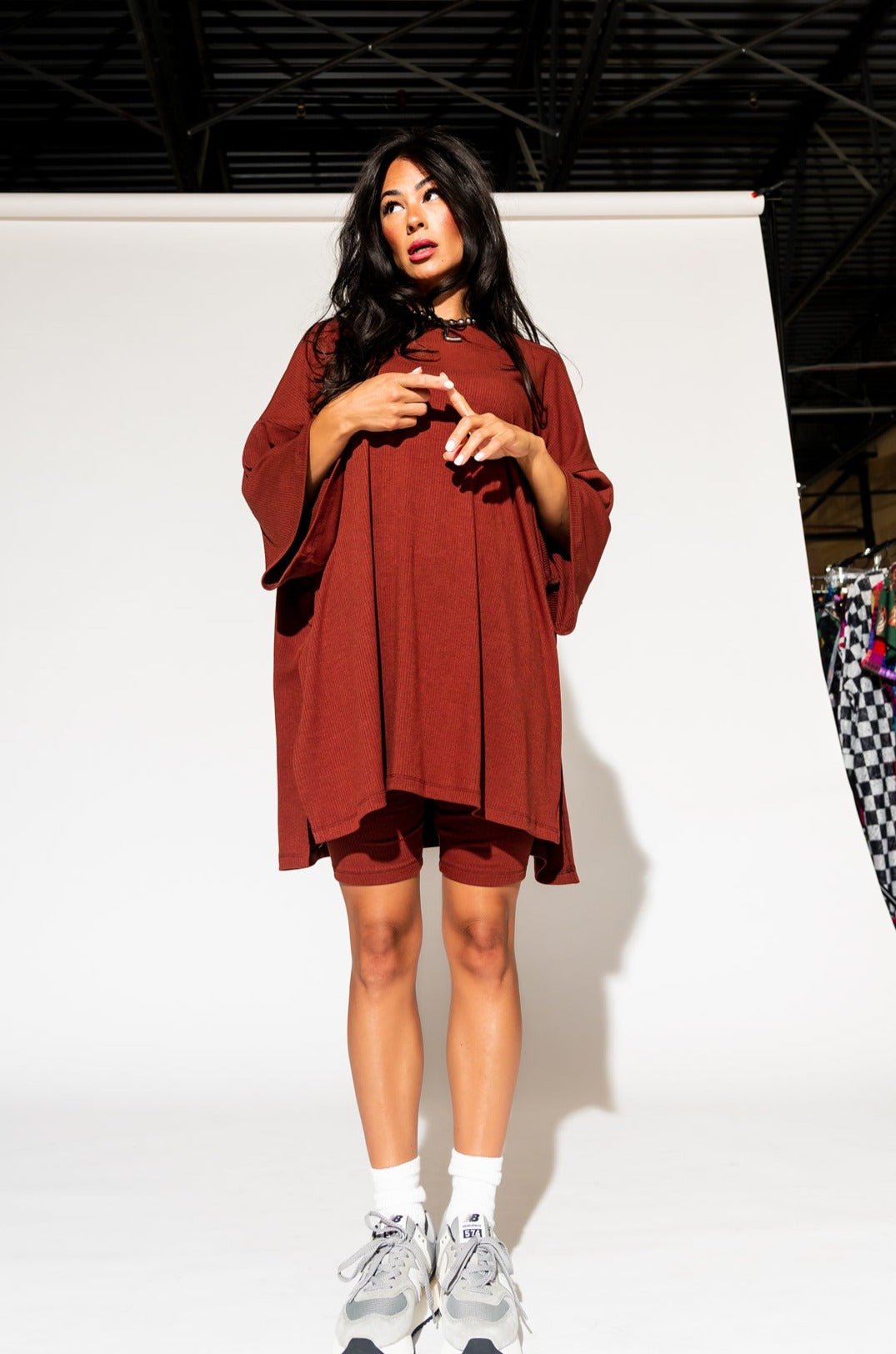 LALA ORIGINAL: Malone Ribbed Biker Set in Cinnamon - Dressed in Lala