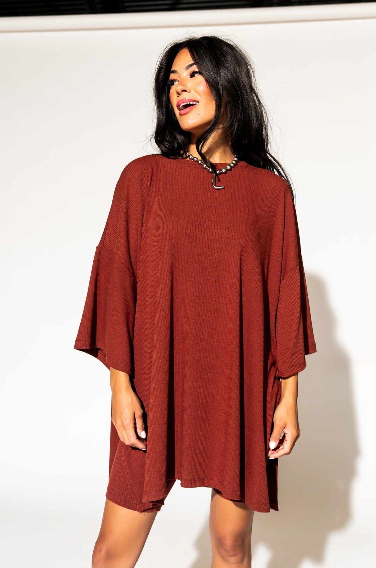 LALA ORIGINAL: Malone Ribbed Biker Set in Cinnamon - Dressed in Lala