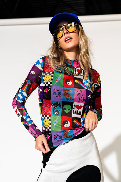 LALA ORIGINAL: Mesh Top in Be Yourself Patchwork - Dressed in Lala