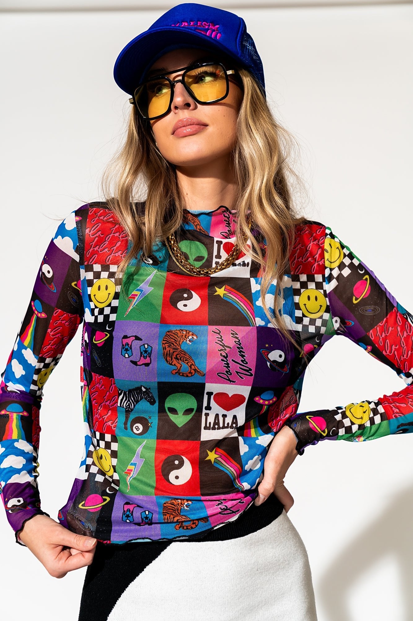 LALA ORIGINAL: Mesh Top in Be Yourself Patchwork - Dressed in Lala