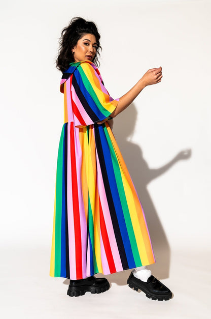 LALA ORIGINAL: Neverland Dress in Rainbow Candy Stripe - Dressed in Lala