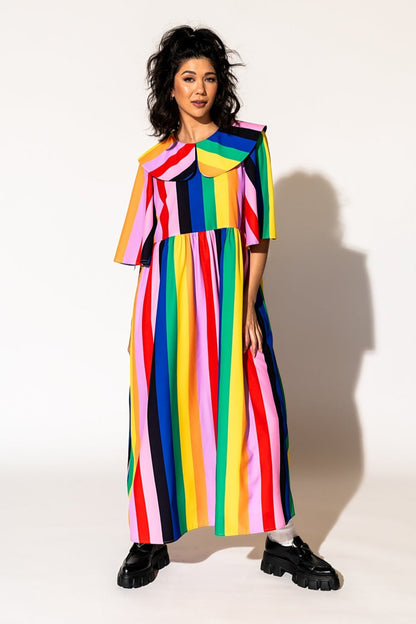 LALA ORIGINAL: Neverland Dress in Rainbow Candy Stripe - Dressed in Lala