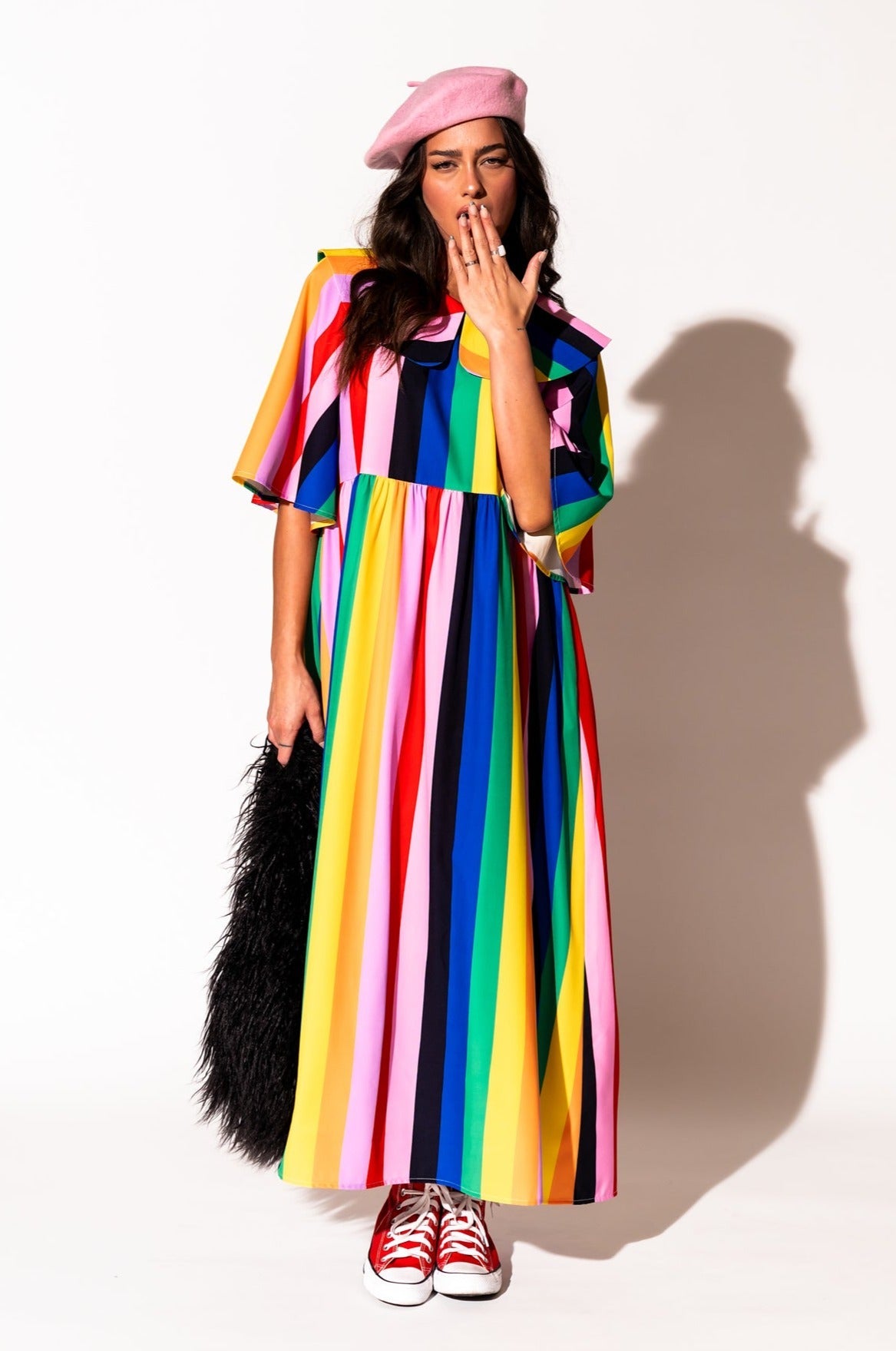 LALA ORIGINAL: Neverland Dress in Rainbow Candy Stripe - Dressed in Lala