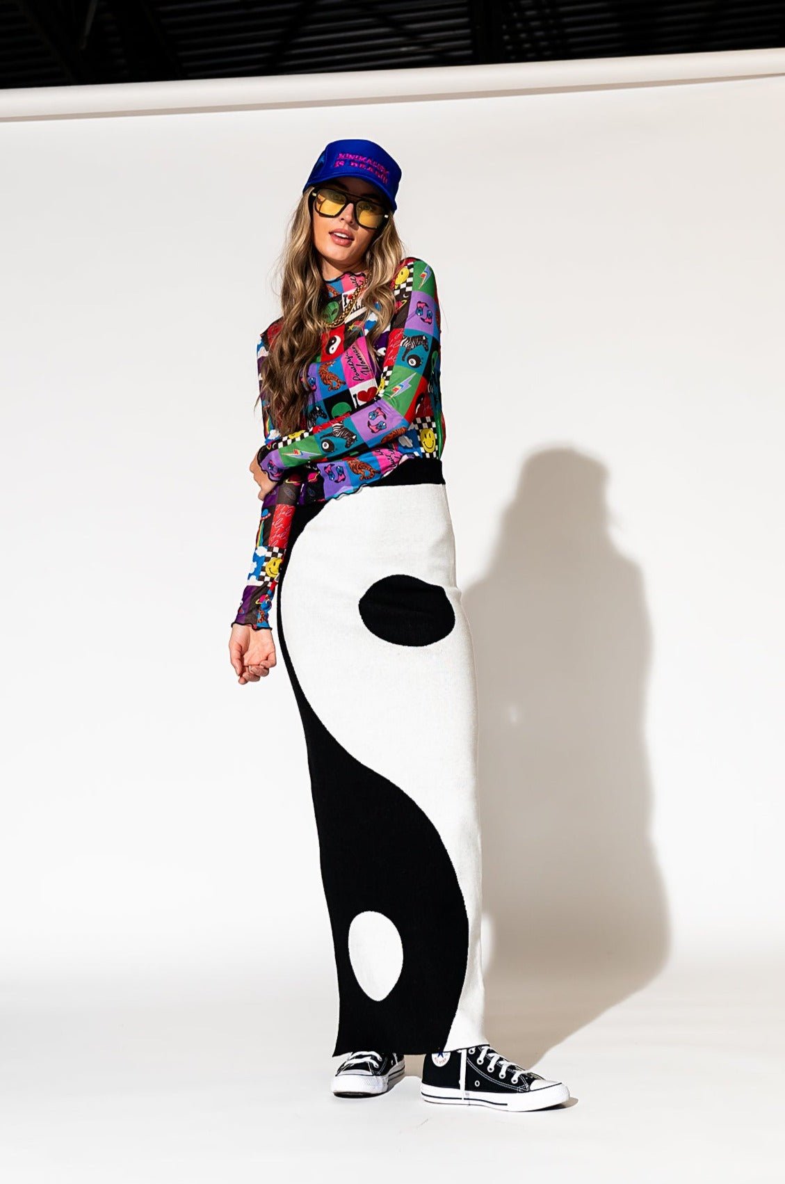 LALA ORIGINAL: Opposites Attract Yin Yang Knit Maxi Skirt - Dressed in Lala