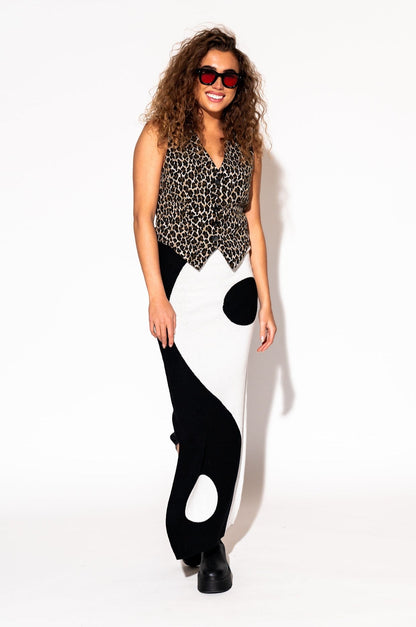 LALA ORIGINAL: Opposites Attract Yin Yang Knit Maxi Skirt - Dressed in Lala