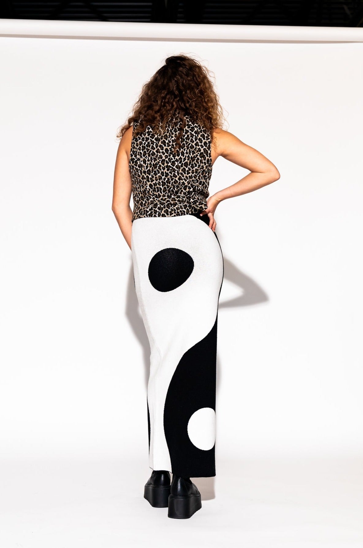 LALA ORIGINAL: Opposites Attract Yin Yang Knit Maxi Skirt - Dressed in Lala