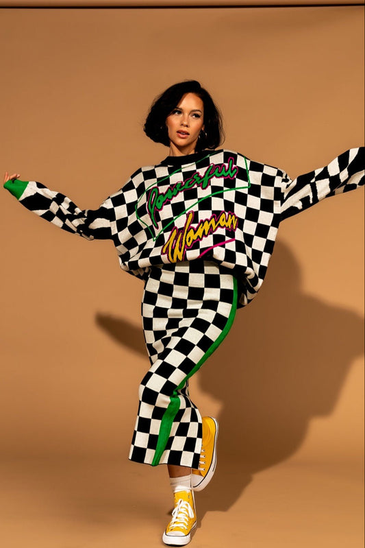 LALA ORIGINAL: Powerful Woman Oversized Knit in Grand Prix *RESTOCKING SOON* - Dressed in Lala