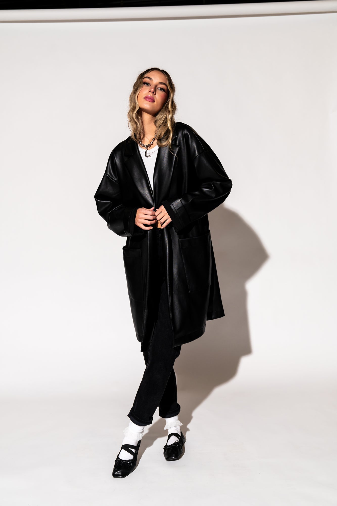 LALA ORIGINAL: Scorpio Coat in Buttery Soft Vegan Leather - Dressed in Lala