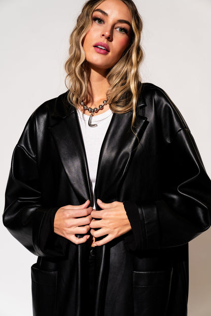 LALA ORIGINAL: Scorpio Coat in Buttery Soft Vegan Leather - Dressed in Lala