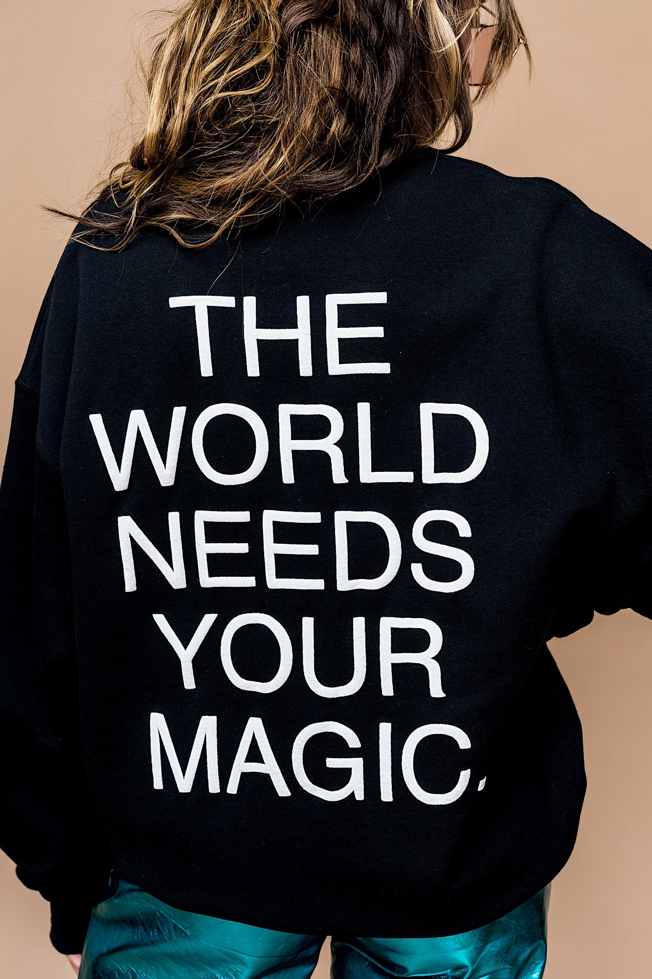 LALA ORIGINAL: The World Needs Your Magic Puff Print Pullover in Black/White *RESTOCKED* - Dressed in Lala