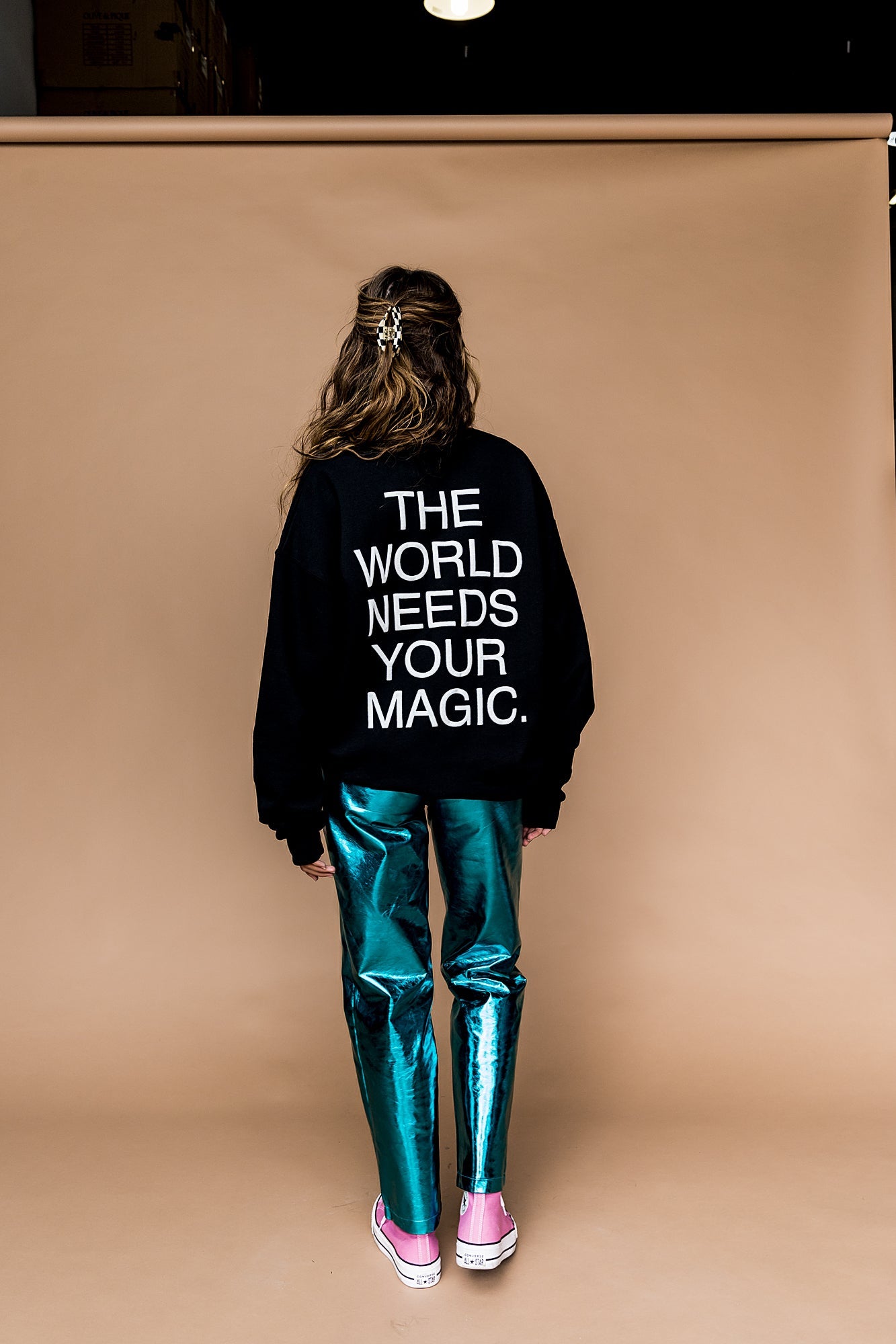 LALA ORIGINAL: The World Needs Your Magic Puff Print Pullover in Black/White *RESTOCKED* - Dressed in Lala