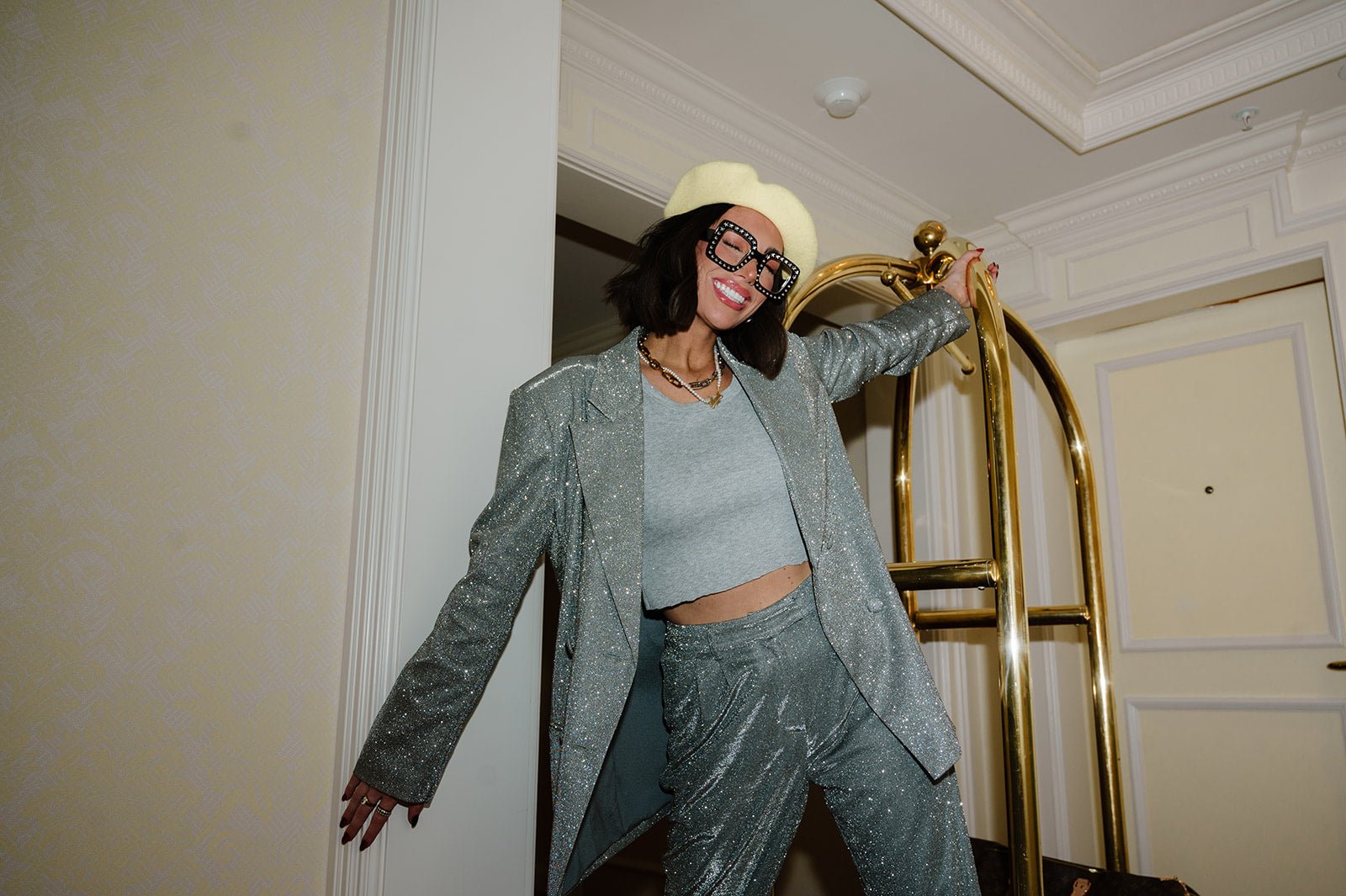LALA ORIGINAL: To The Disco Sparkle Wide Leg Trouser - Dressed in Lala