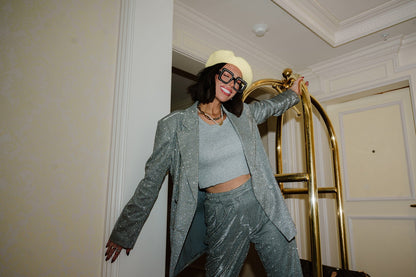 LALA ORIGINAL: To The Disco Sparkle Wide Leg Trouser - Dressed in Lala