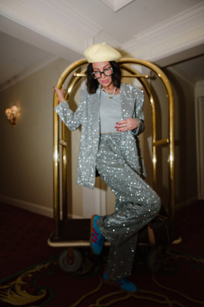 LALA ORIGINAL: To The Disco Sparkle Wide Leg Trouser - Dressed in Lala