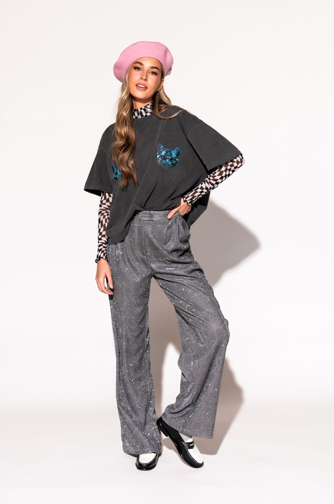LALA ORIGINAL: To The Disco Sparkle Wide Leg Trouser - Dressed in Lala