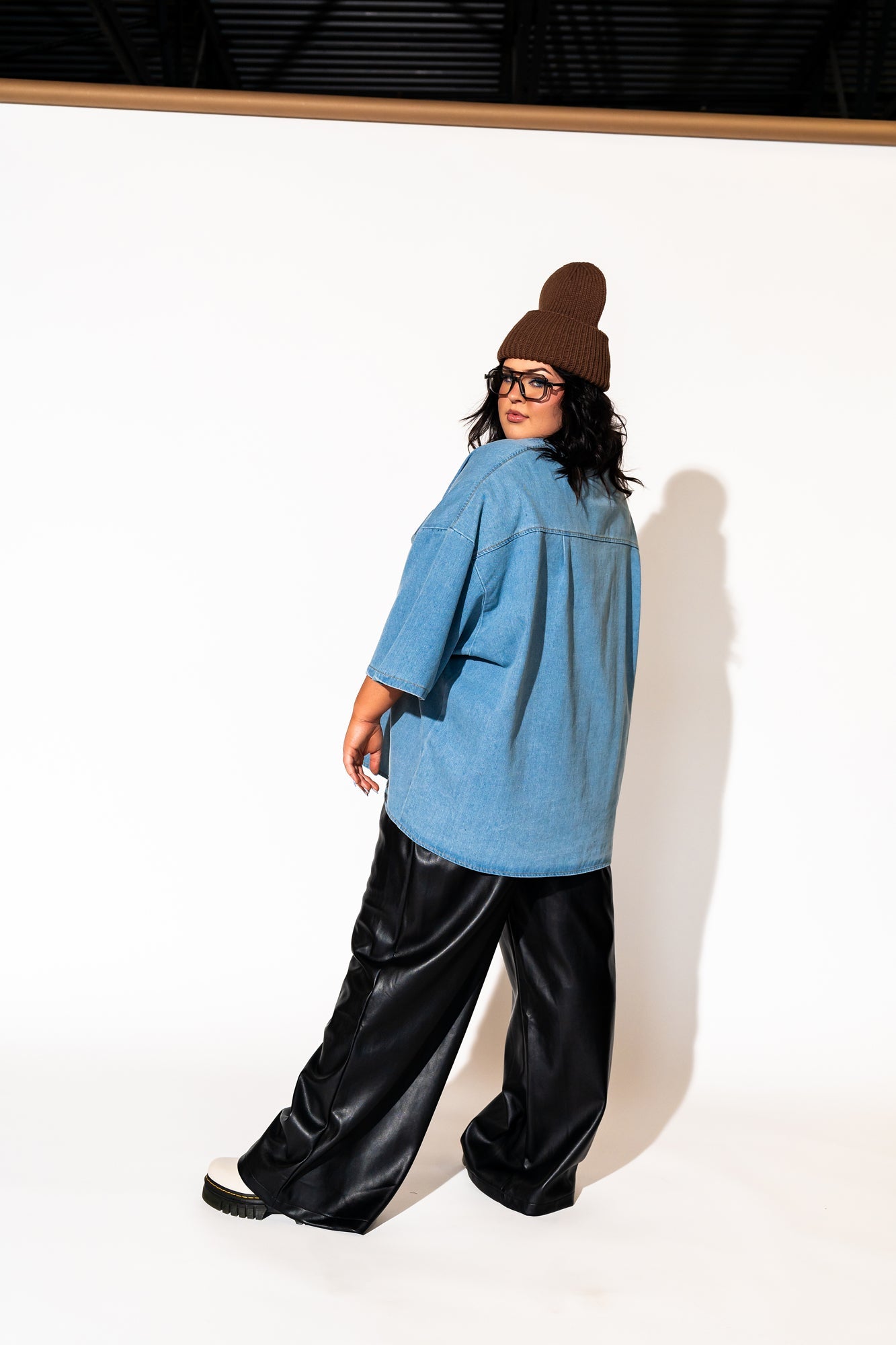 LALA ORIGINAL: Told My Mom About You Buttery Soft Vegan Leather Trousers in Black - Dressed in Lala