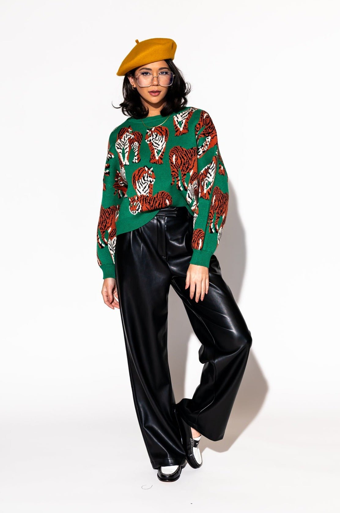 LALA ORIGINAL: Told My Mom About You Buttery Soft Vegan Leather Trousers in Black - Dressed in Lala
