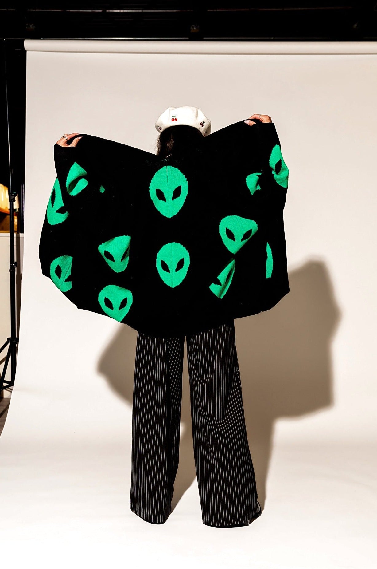 LALA ORIGINAL: Too Cool For You Oversized Alien Cardigan in Black - Dressed in Lala